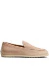 Tod's Suede Loafers With Round Toe And Pebble Sole In Pink