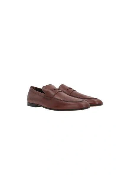 Tod's Man Loafers Garnet Size 9 Leather In Teak