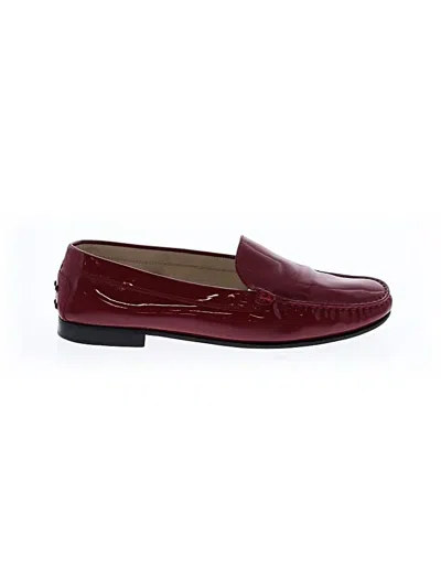 Pre-owned Tod's Flats In Burgundy