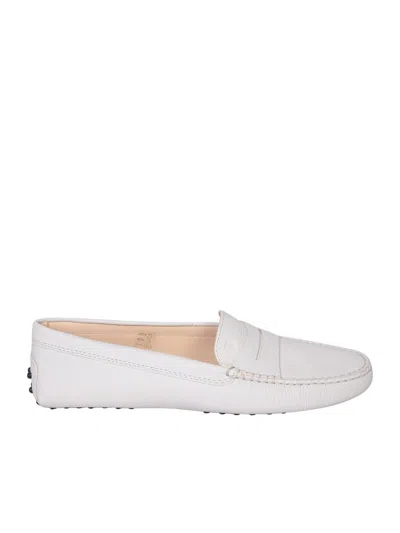 Tod's Heel Grommets White Loafers