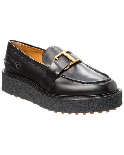 Tod's Fondo Leather Platform Loafer In Black