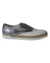 Tod's Francesina Espadrille Slip On Sneakers In Silver/white Leather In White