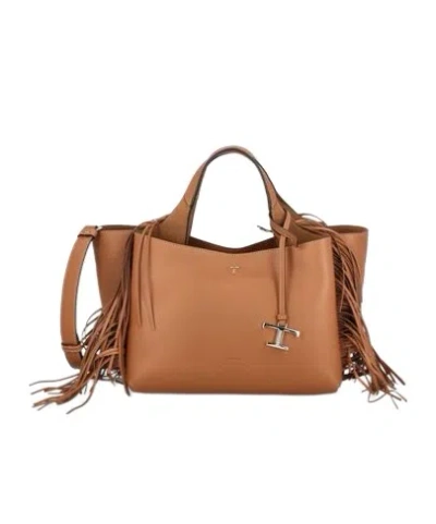 Tod's Fringed Tote Bag In Brown