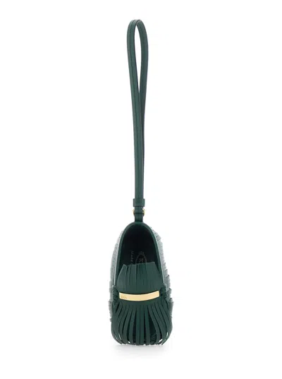 Tod's Tod`s  Fringe Pendant Mini With Leather Wrist Strap In Green