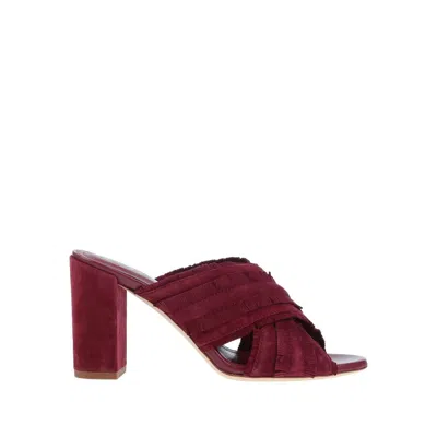 Tod's Fringed Heel Mules In Burgundy