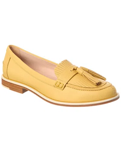 Tod's Fringed Leather Loafer In Yellow