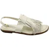 Tod's Fringed Slingback Flat Sandals In White Leather In White