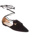Tod's Fringed Suede Flat In Black