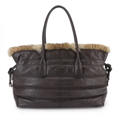 Pre-owned Tod's Fur Leather Tote Bag () In Brown