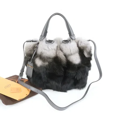 Pre-owned Tod's Fur Shoulder Bag Tote Bag () In Gray