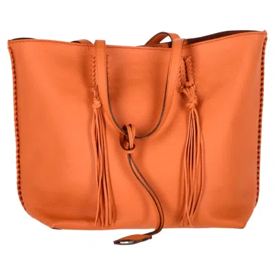 Tod's Gipsy Tasseled Tote Bag In Orange Leather