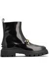 Tod's Glossy Black Ankle Boots In Black