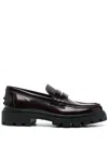 Tod's Glossy Leather Loafers With Penny Strap Detail In Black
