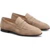 Tod's Suede Almond Toe Loafers With Tonal Stitching In Creta Chiaro