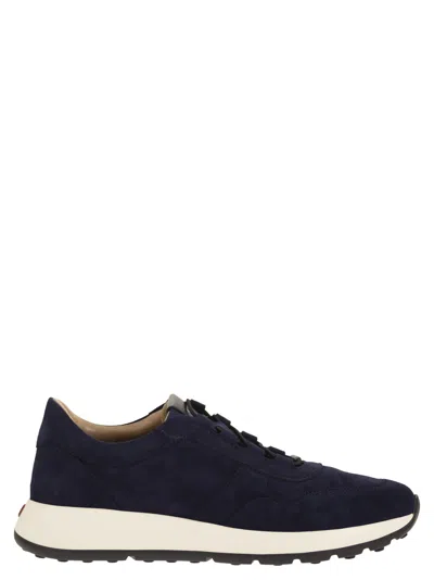 Tod's Goatskin Suede Sneakers In Blue