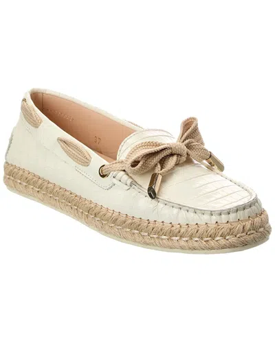 Tod's Gomma Croc-embossed Leather Espadrille In Animal Print