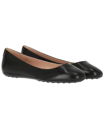 Tod's Gomma Leather Ballerina Flat In Black