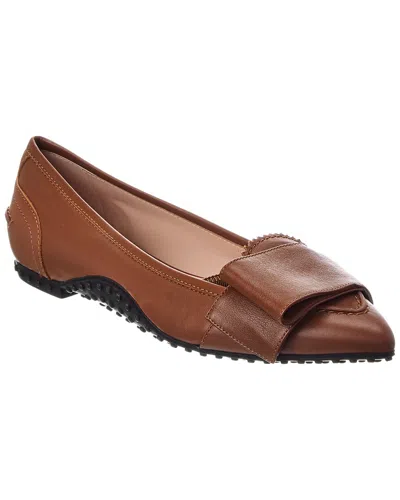Tod's Gomma Leather Ballet Flat In Brown