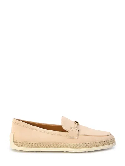 Tod's Women's Gomma Leather Espadrilles In Nude & Neutrals