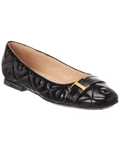 Tod's Gomma Leather Flat In Black