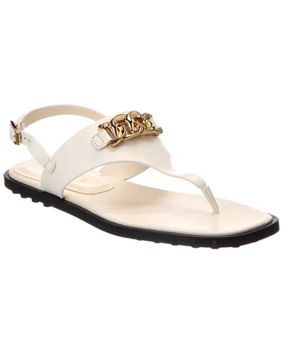 Tod's Gomma Leather Sandal In White