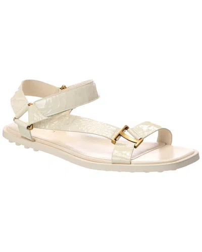 Tod's Gomma Patent Sandal In Metallic