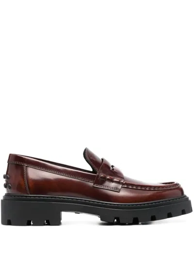 Tod's Gomma Pesante Loafers In Brown