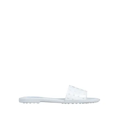 Tod's Gomma Studded Leather Sandals In White