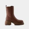 Tod's Rubber Tronchetto Boots - Leather - Brown In Brown