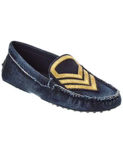 Tod's Gommini Denim Loafer In Blue
