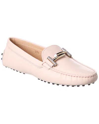 Tod's Gommini Double T Leather Loafer In Pink