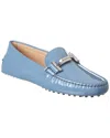 Tod's Gommini Double T Patent Loafer In Blue