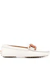 Tod's Women's Moccasin With Leather Chain Loafer In White