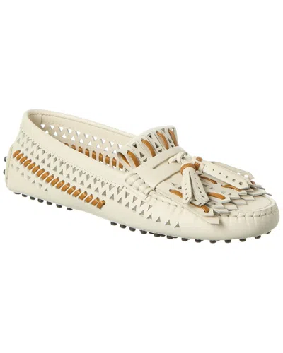 Tod's Gommini Leather Loafer In White
