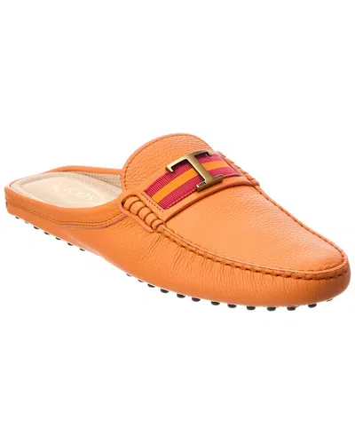 Tod's Gommini Sabot Leather Loafer In Orange