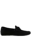 Tod's Black Suede Loafers In Black