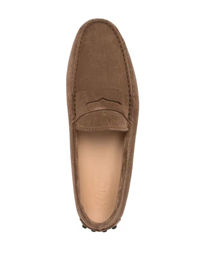 Tod's Gommini Suede Driving Shoes In Brown