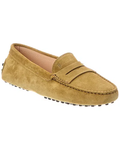 Tod's Gommini Suede Loafer In Green