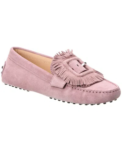 Tod's Gommini Suede Loafer In Pink