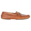 Tod's Gommino Double T Driving Loafers In Brown Leather In Brown