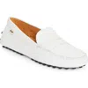 Tod's Gommino Croco Penny Driver Loafers In Bianco