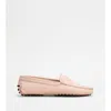 Tod's Leather Driving Shoes Penny Strap Detail In Pink