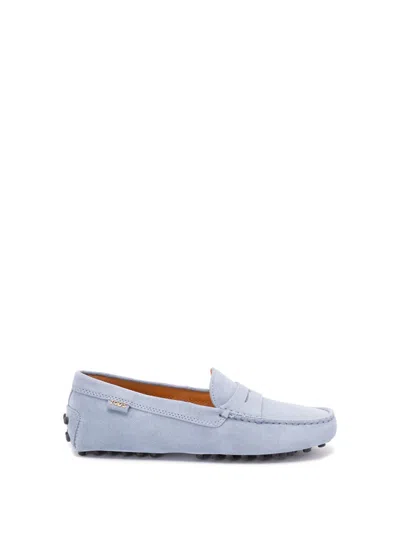 Tod's `gommino` Driving Shoes In Suede In Blue