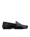 Tod's Crocodile Effect Leather Loafers With Rubber Sole In Black