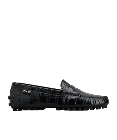 TOD'S TOD'S GOMMINO EMBOSSED SLIP-ON LOAFERS