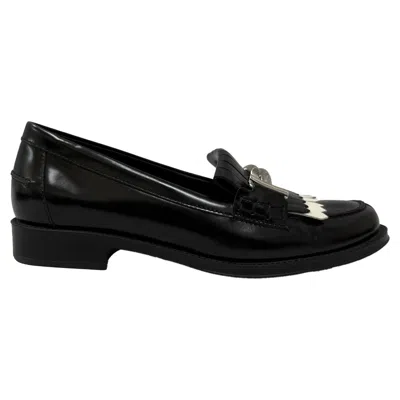 Tod's Gommino Fringe Double T Loafers In Black Leather