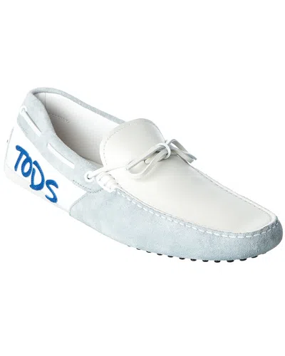 Tod's Gommino Leather & Suede Loafer In White