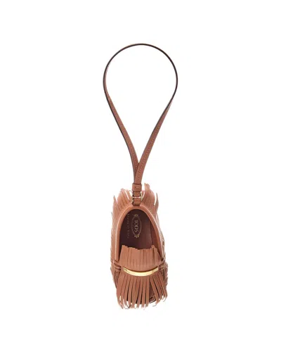 Tod's Gommino Leather Bag Charm In Burgundy