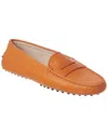 Tod's Suede Calf Moccasin Loafers Penny Studded In Orange