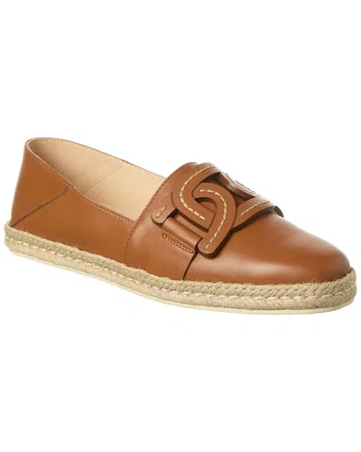 Tod's Gommino Leather Espadrille In Brown